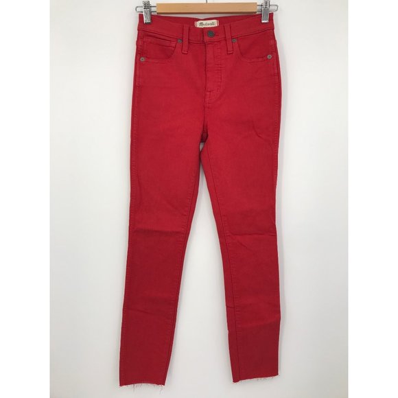 Madewell Denim - Madewell High Rise Skinny Jean Raw Hem Red Size 25